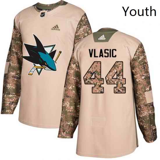 Youth Adidas San Jose Sharks 44 Marc Edouard Vlasic Authentic Camo Veterans Day Practice NHL Jersey